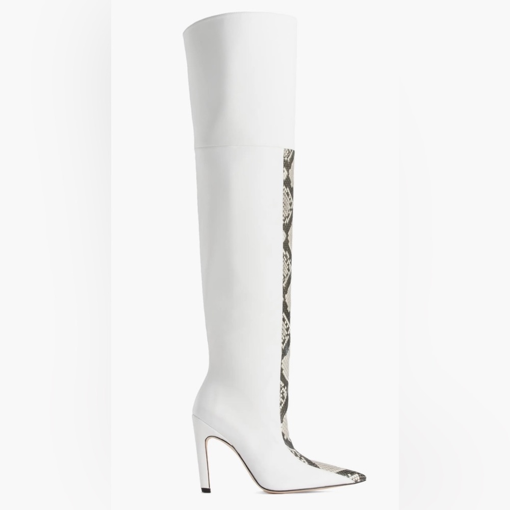 🔥The Koko Good American Over The Knee Snake Embossed Boots New White Sold Out - Picture 6 of 9